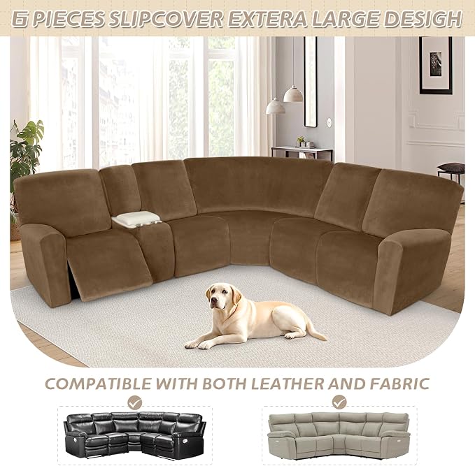 Arfntevss Sectional Recliner Couch Covers Velvet Washable Corner Sectional Sofa - Image 3