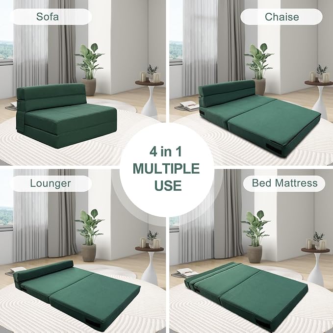 ANONER Fold Out Couch Bed Memory Foam Sleeper Chair - Image 3