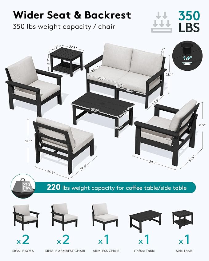SERWALL HDPE Patio Furniture Set - Image 2
