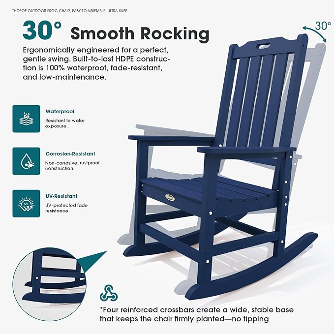 THOEOE Oversized Rocking Chair Set of 8, Outdoor Rocking Chair - Image 3