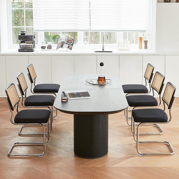 GrandNoor Rattan Dining Chairs Set, Wooden Mid Century Modern Dining Room Chairs - Image 8