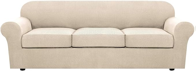 4 Piece Stretch Sofa Covers for 3 Cushion Couch Covers Furniture Slipcovers for by HVERSAILTEX