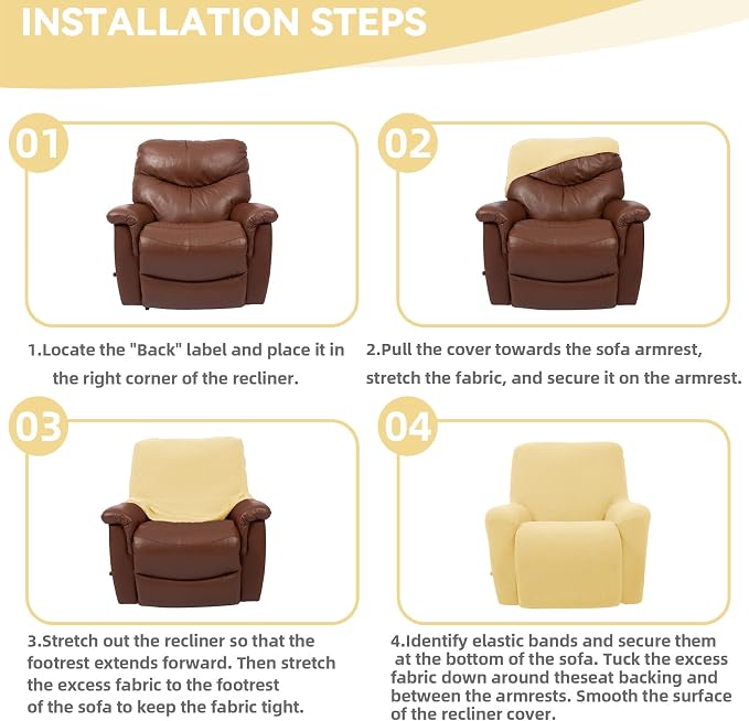 Cupuamon Recliner Chair Covers, Lazy Boy Recliner Covers Stretch Reclining - Image 6