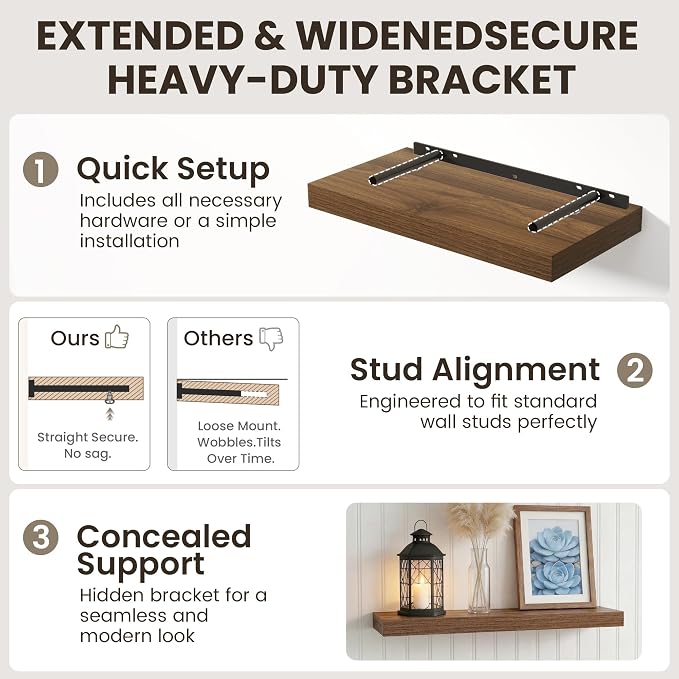 Dreamland Floating Shelves for Wall, Small Deep Floating Shelf Square Wall Shelf - Image 4