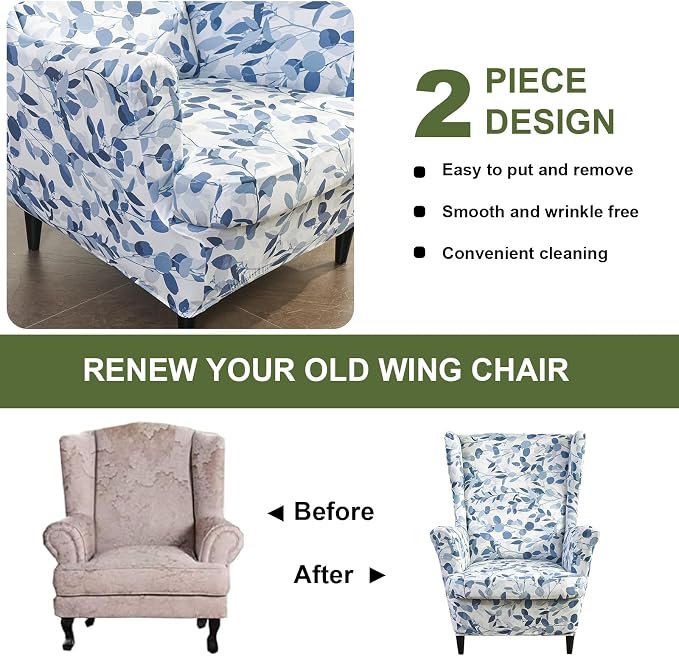 HAOYONG Wing Chair Slipcovers Printed Wingback Chair Covers 2 Pieces Wingback - Image 7