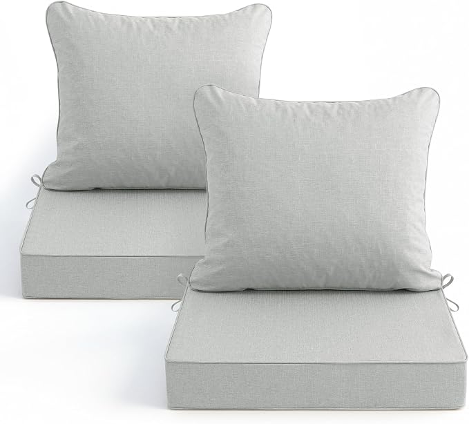 Summsun Patio Cushions for Outdoor Furniture, Faux Linen Water Resistant by SUMMSUN