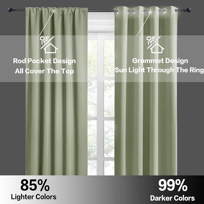 RYB HOME Blackout Curtains for Bedroom 84 inches Long 2 Panels Set, Privacy - Image 6
