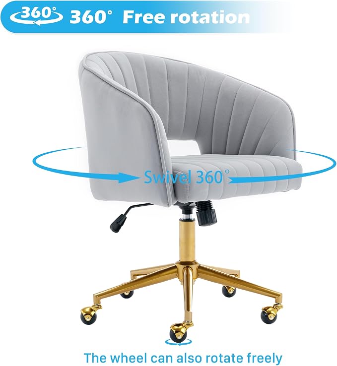 Home Office Chair Swivel Velvet Desk Chair Accent Armchair Upholstered Modern - Image 6