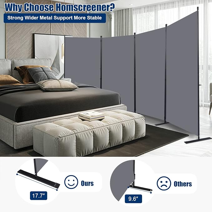 Room Divider 6FT Portable Room Dividers and Folding Privacy Screens, 4 Panel - Image 2