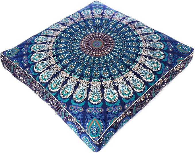 Mandala Floor Pillow Cover Meditation Cushion Seating Throw Hippie Round by EyesofIndia