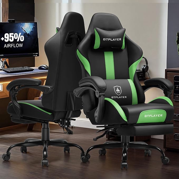 GTPLAYER Gaming Chair with Pocket Spring Cushion, Leather Office Chair with - Image 2