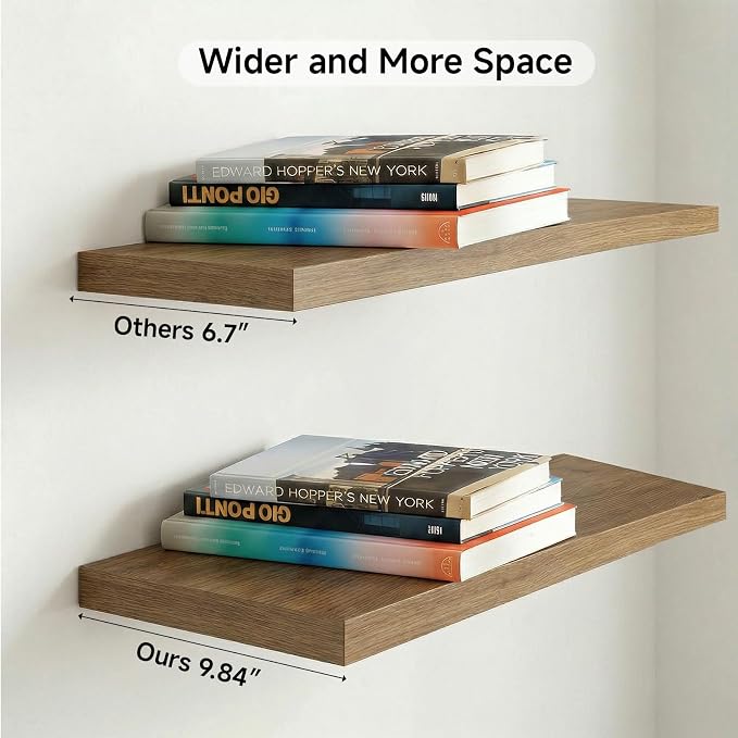 47in Floating Shelves for Wall, Wall Mounted Shelves for Decor Storage Set of 2 - Image 4