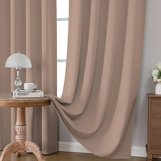 CUCRAF Khaki Blackout Curtains 63 inch Length 2 Panels Set, Rod Pocket Room - Image 5