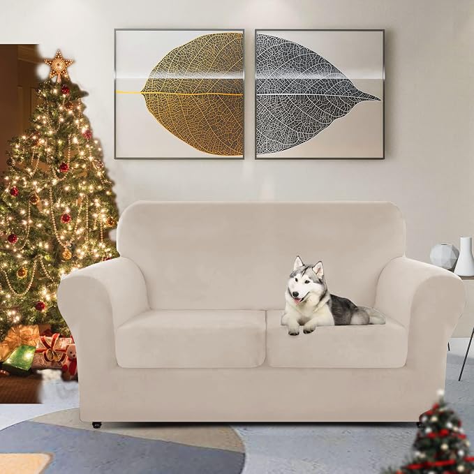 ZNSAYOTX Luxury Velvet Sofa Cover 3 Piece Stretch Loveseat Covers - Image 2