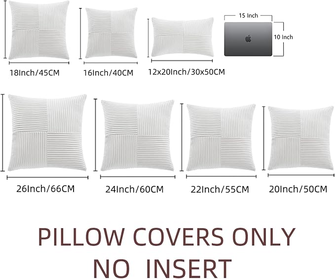 Fancy Homi 2 Packs Pure White Decorative Throw Pillow Covers 16x16 Inch - Image 7
