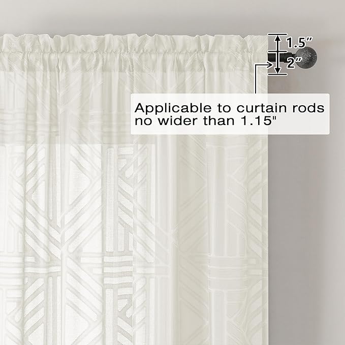 Simplebrand Semi Sheer Ivory Curtains 84 Inches Long 2 Panels, Light Filtering - Image 5