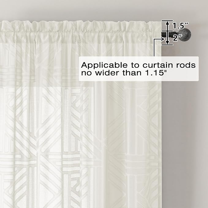 Simplebrand Semi Sheer Ivory Curtains 90 Inches Long 2 Panels, Light Filtering - Image 5