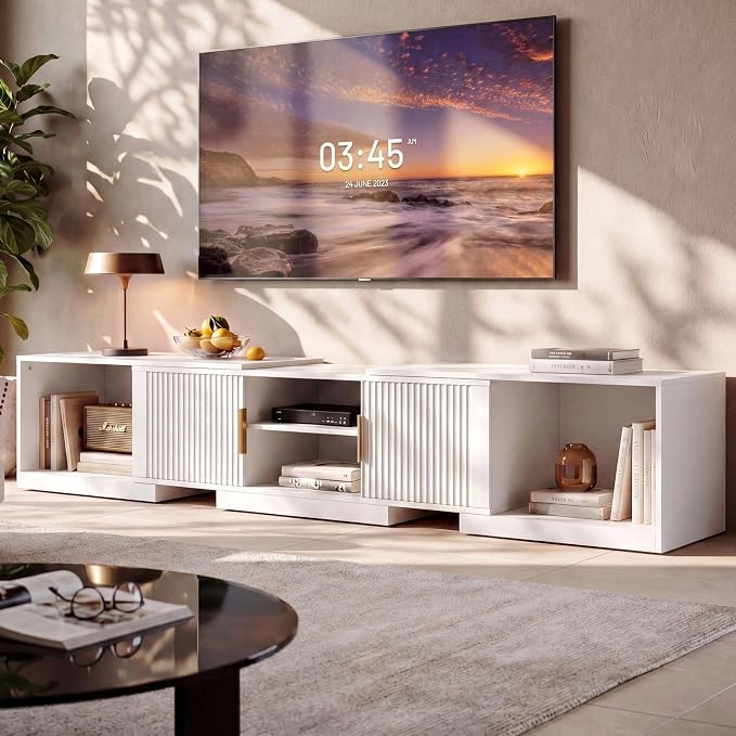 IRONCK TV Stand for 55-80 Inches TVs, Extendable Corner Entertainment Center by IRONCK