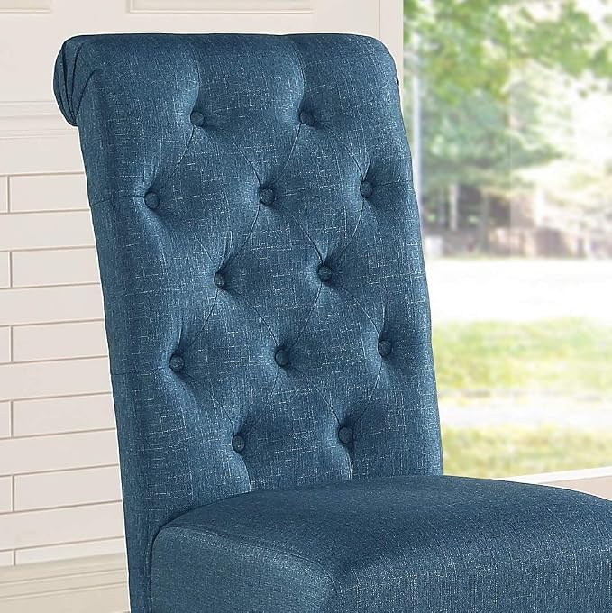 Roundhill Furniture Leviton Solid Wood Tufted Parsons Dining Chairs - Image 2