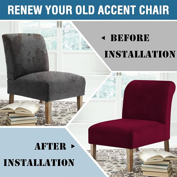 H.VERSAILTEX Armless Accent Chair Covers Thick Velvet Armless Chair Slipcovers - Image 8