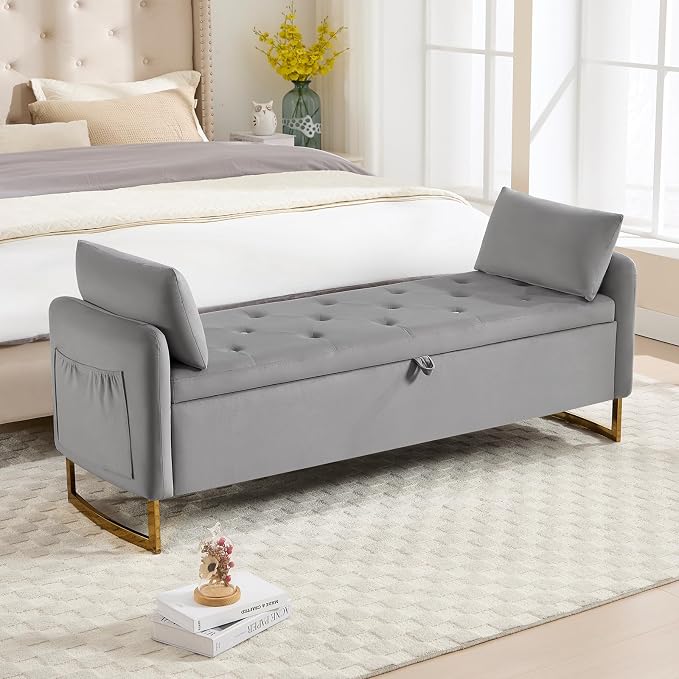 65" End of Bed Storage Bench, Storage Bench - Image 8