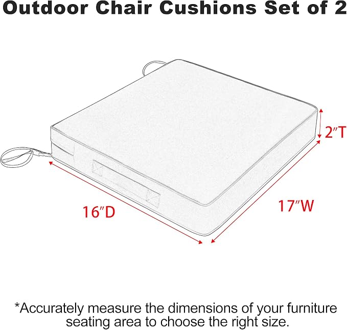 Favoyard Patio Chair Cushions 17 x 16 x 2 Inch Waterproof Outdoor Seat Cushions - Image 3