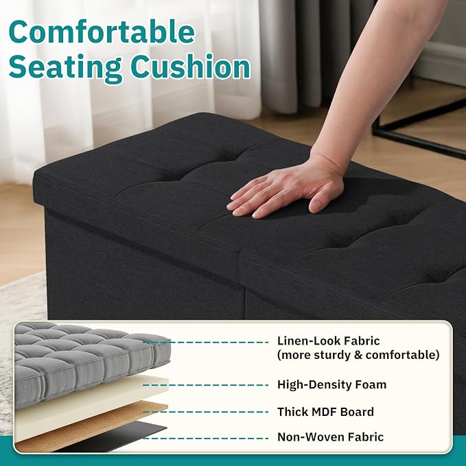35-INCH Storage Ottoman Bench, Footrest - Image 4