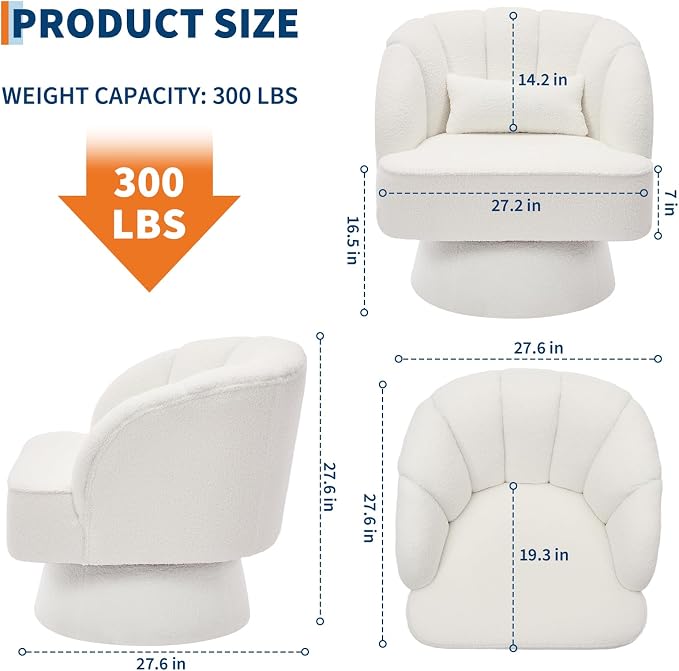 Garvee Ultra-Plush Swivel Accent Chair, 360° Barrel Lounge Chair - Image 2