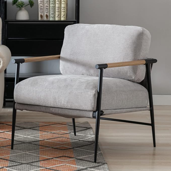 Ya-Home Mid-Century Accent Chair, Soft Armchair Chenille Fabric Lounge Chair by Ya-Home