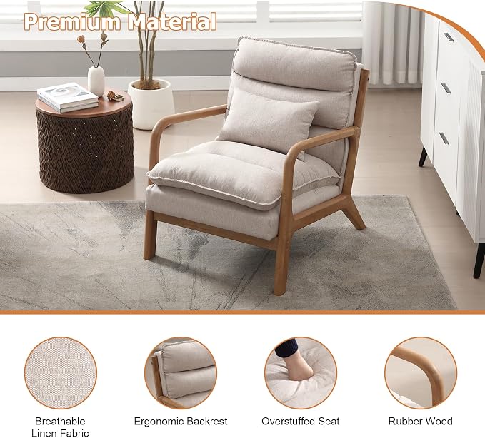 INZOY Accent Chairs Set of 2, Mid Century Modern Accent Chair - Image 5