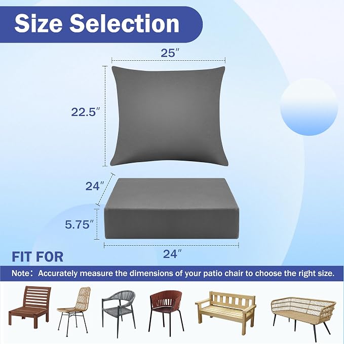 IASEAHK Outdoor Seat Cushion Set, Waterproof & Fade Resistant Patio Chair - Image 2