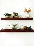 Solid Wood Floating Shelves, 40in Finished Real Wood Wall Shelves by Unknown