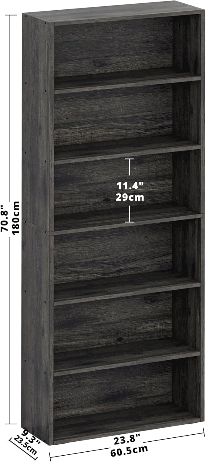 IRONCK Bookshelves and Bookcases Floor Standing 6 Tiers Display Storage Shelves - Image 3
