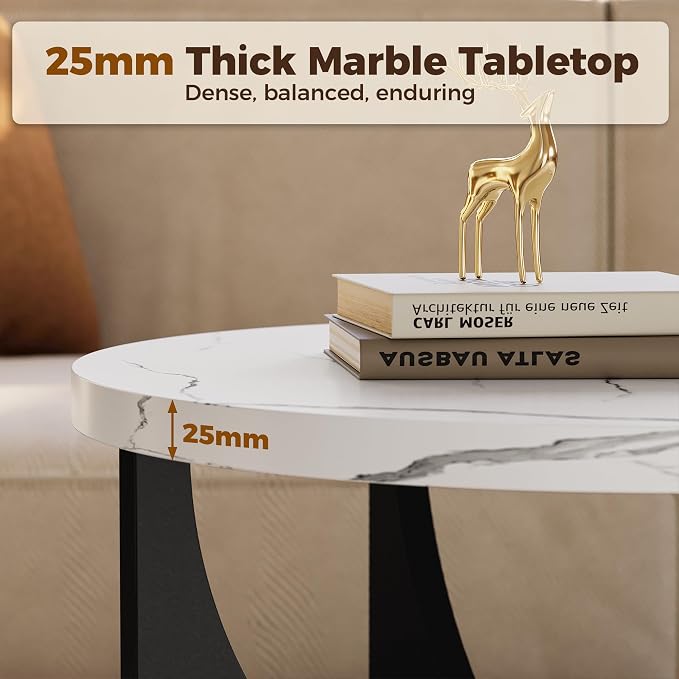 LIKIMIO Nesting Coffee Tables Set of 2, 23.6" Small Round Side Tables - Image 6