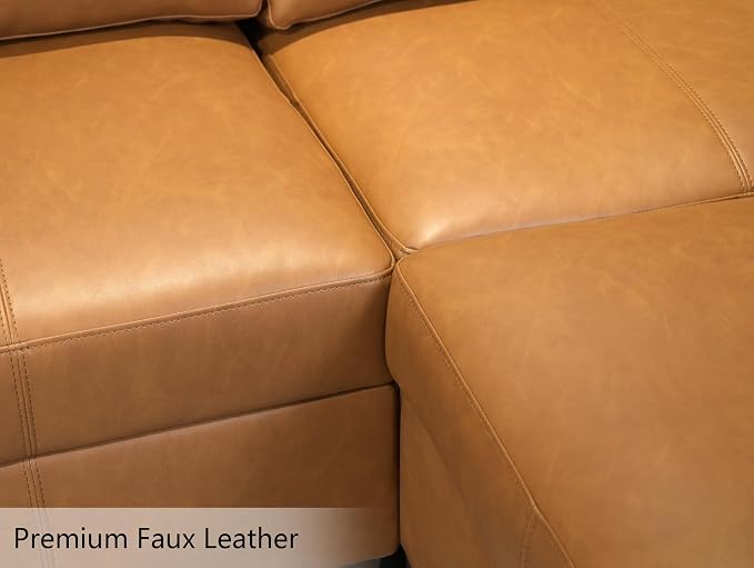 EASE MOOSE Faux Leather Sectional Couch Sofa - Image 6