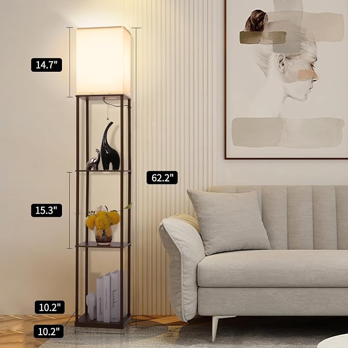 Gupuzm Floor Lamp with Shelves, Modern Square Standing Lamp with 3 Color - Image 4