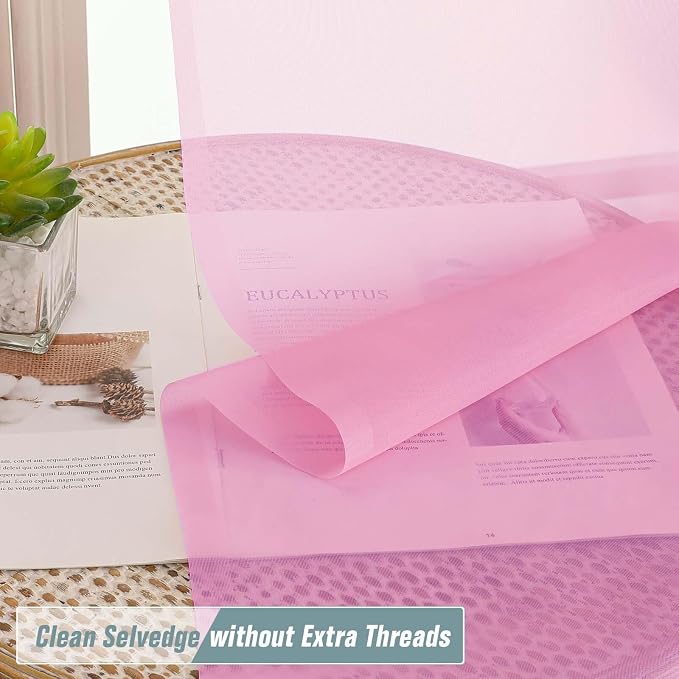 Light Pink Small Sheer Curtains Tier 24 Inches Length 2 Pieces, Light Filtering - Image 5