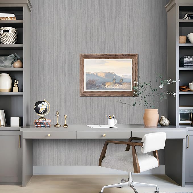 Grasscloth Peel and Stick Wallpaper Modern 15.7in x 196.8in Textured Linen - Image 4