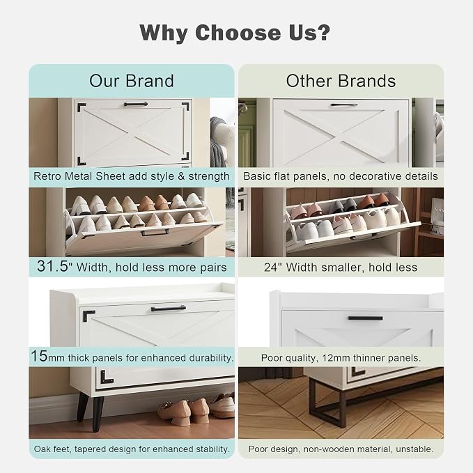 Barnyatoh Shoe Storage Cabinet, Farmhouse Shoe Organizer - Image 4