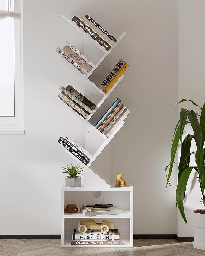SUNMORY 6 Tier Tree Bookshelf, Tall Bookcase - Image 7