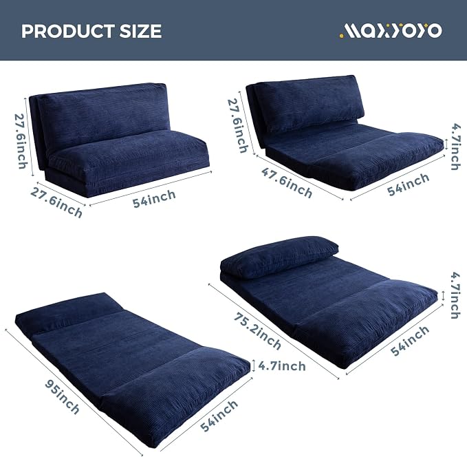 MAXYOYO Folding Sofa Bed, Extra Thick and Long Floor Sofa Convertible Sleeper - Image 2