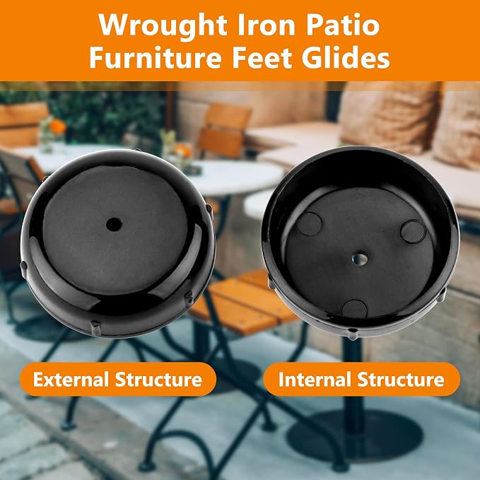 36-Pack Wrought Iron Patio Furniture Feet Caps 1-1/2 inch Round Plastic Outdoor - Image 3