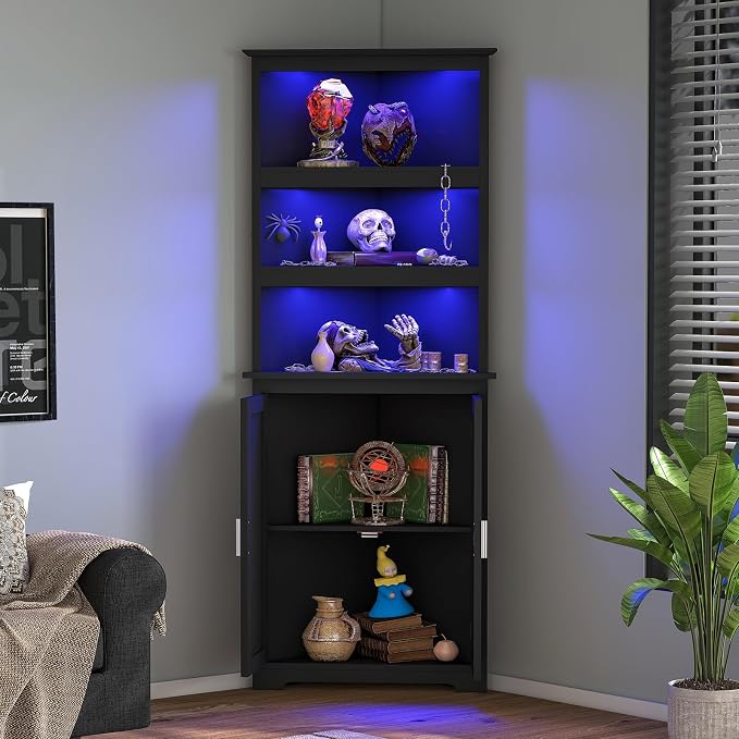 TEENFON Corner Cabinet, Tall Corner Hutch - Image 2