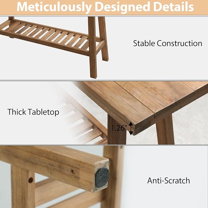 HOKYHOKY Reclaimed Solid Wood Bench-43.3" Farmhouse Entryway Bench - Image 8