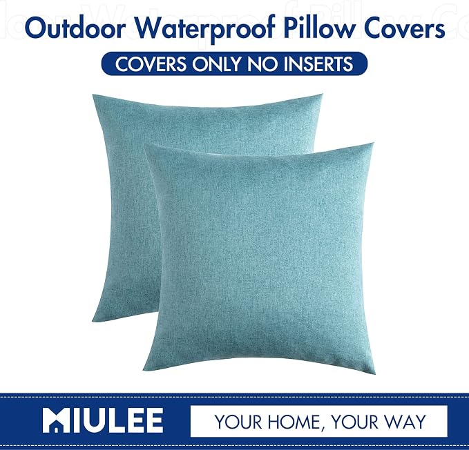 MIULEE Pack of 2 Decorative Outdoor Solid Waterproof Throw Pillow Covers Faux - Image 7