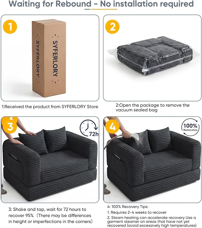 Versatile 2 in1 Loveseat Accent Chair Couch Convertible Boneless Chaise Lounge - Image 7