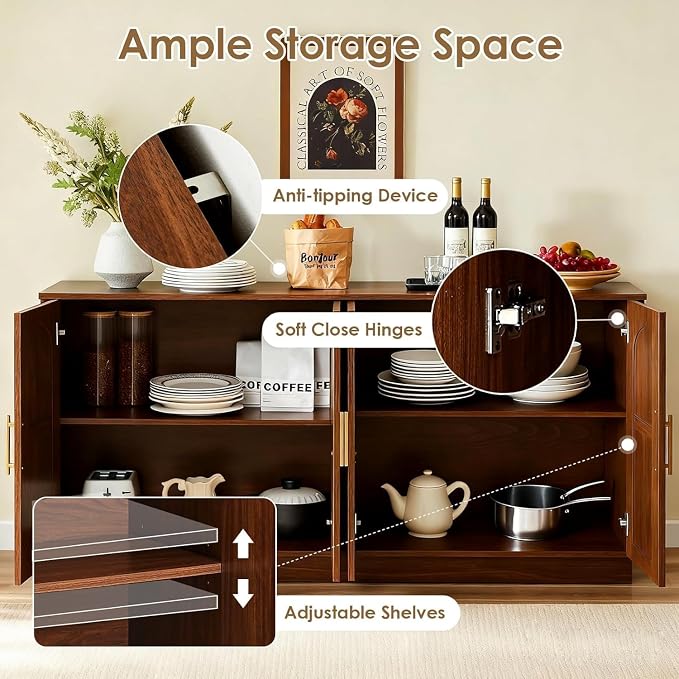 67'' Modern TV Stand for TVs up to 75'', Modern Long Media Console - Image 3