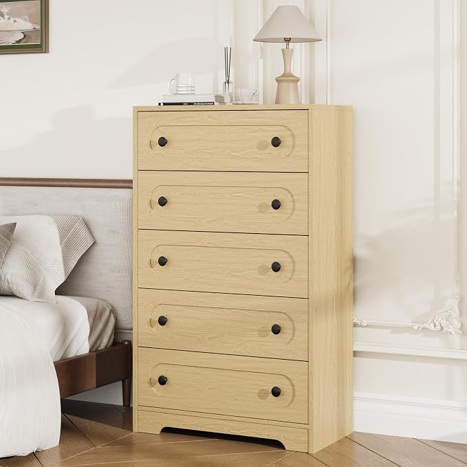 Garvee 5 Drawer Dresser for Bedroom, Wooden Mid Century Modern Chest of Drawers - Image 3