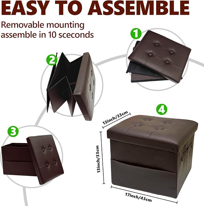 ALASDO Storage Ottoman Footrest Stool Small Ottoman - Image 3