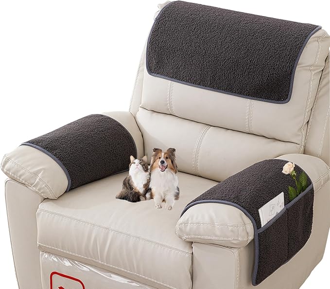 Armrest Covers - Arm Chair Covers Set of 3 Recliner Chair Covers, by Obliqwin